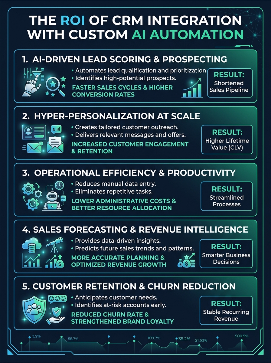 The ROI of CRM Integration with Custom AI Automation infographic