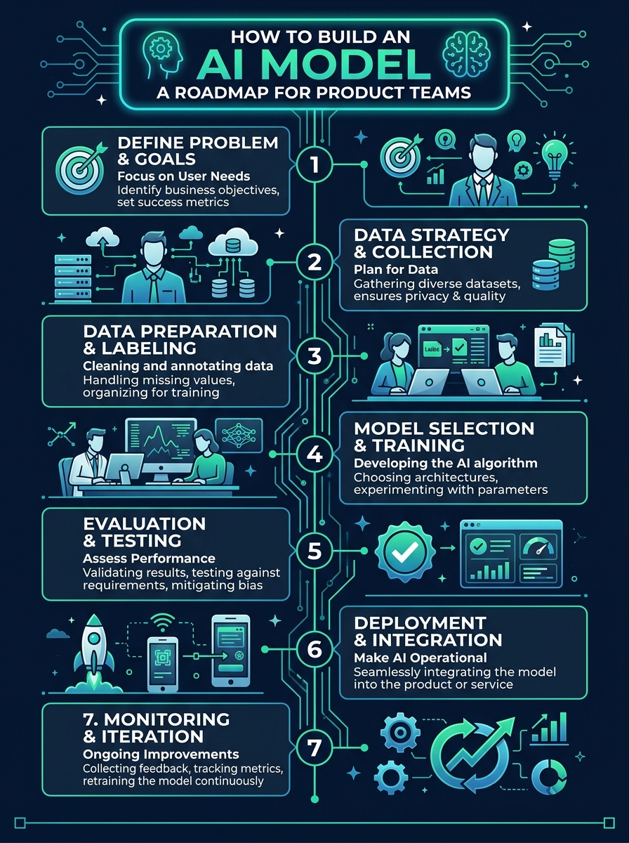 How to Build an AI Model: A Roadmap for Product Teams infographic
